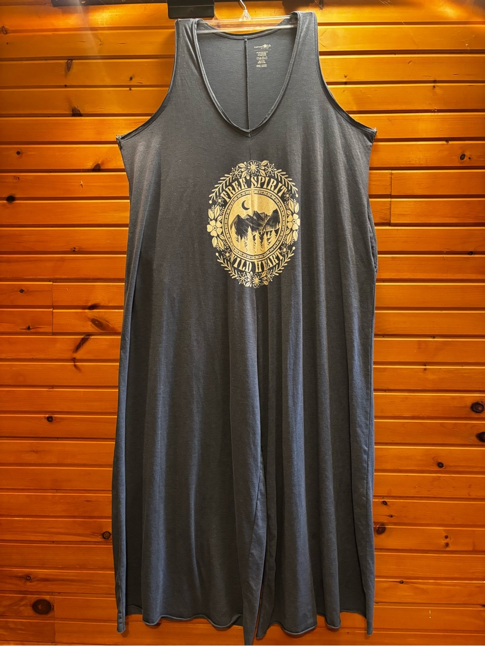 NATURAL LIFE Black Top with Cream Logo Print